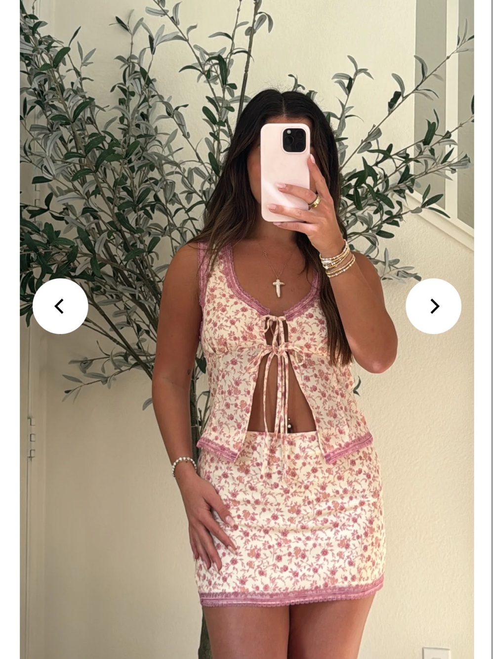 Floral Lace-Trim Two-Piece Skirt Set